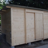 Close-up of the coop built during Apprentice Camp