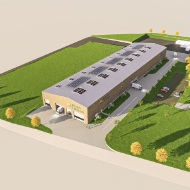 Visualisation from above of Blumer Lehmann's new production site in Germany
