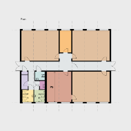 Plan du petit modèle de base avec des salles fonctionnelles en construction modulaire en bois