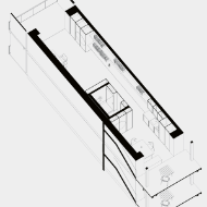 Single-unit living areas with around 27 m2 of floor area provide space for a one-wall kitchen, a bathroom, table and foldaway bed. A balcony affords views of greenery.