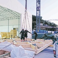 L'équipe de montage de Blumer Lehmann lors des travaux de montage au Haesley Nine Bridges Golf Resort