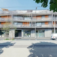 A Schlösslipark apartment building from the front