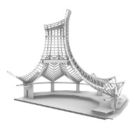 Visuel détaillé de la structure porteuse en bois du chapeau de magicien de Knie