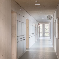 Aisle in the school in wooden construction in Dresden