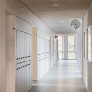 Aisle in the school in wooden construction in Dresden