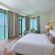 View into one of the water villas of the St. Regis Red Sea Resort hotel