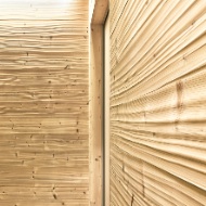 Photo showing Structured Wood walls in the Lehmann Group reception area