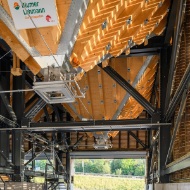 Siloanlage Chur Innenansicht der Siloanlage mit der Stahlkonstruktion und den Holzsilos