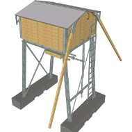 Small silo with folding roof made of wood by Blumer Lehmann