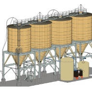 Large silos for salt storage by Blumer Lehmann