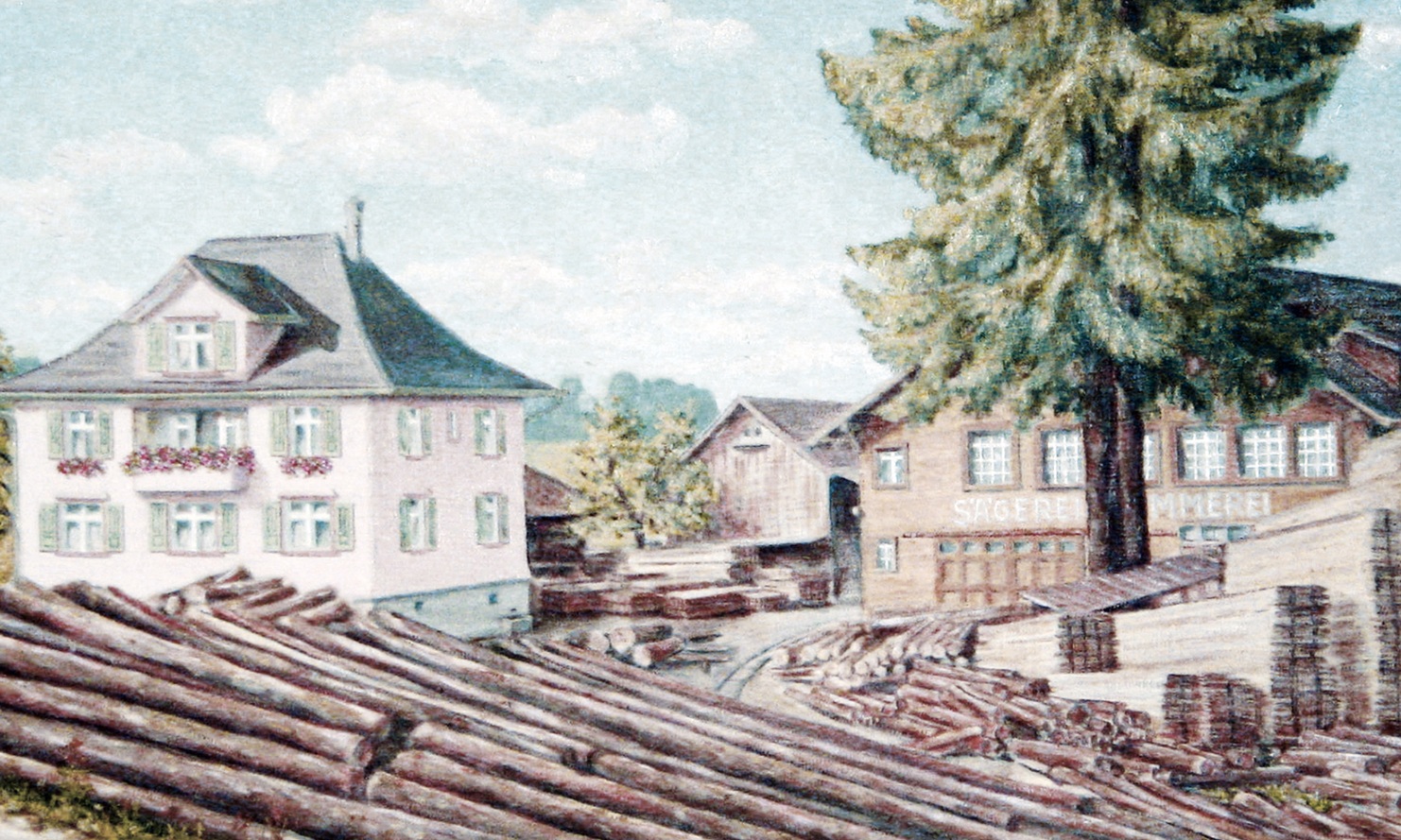 Old picture of Erlenhof, painted by an artist