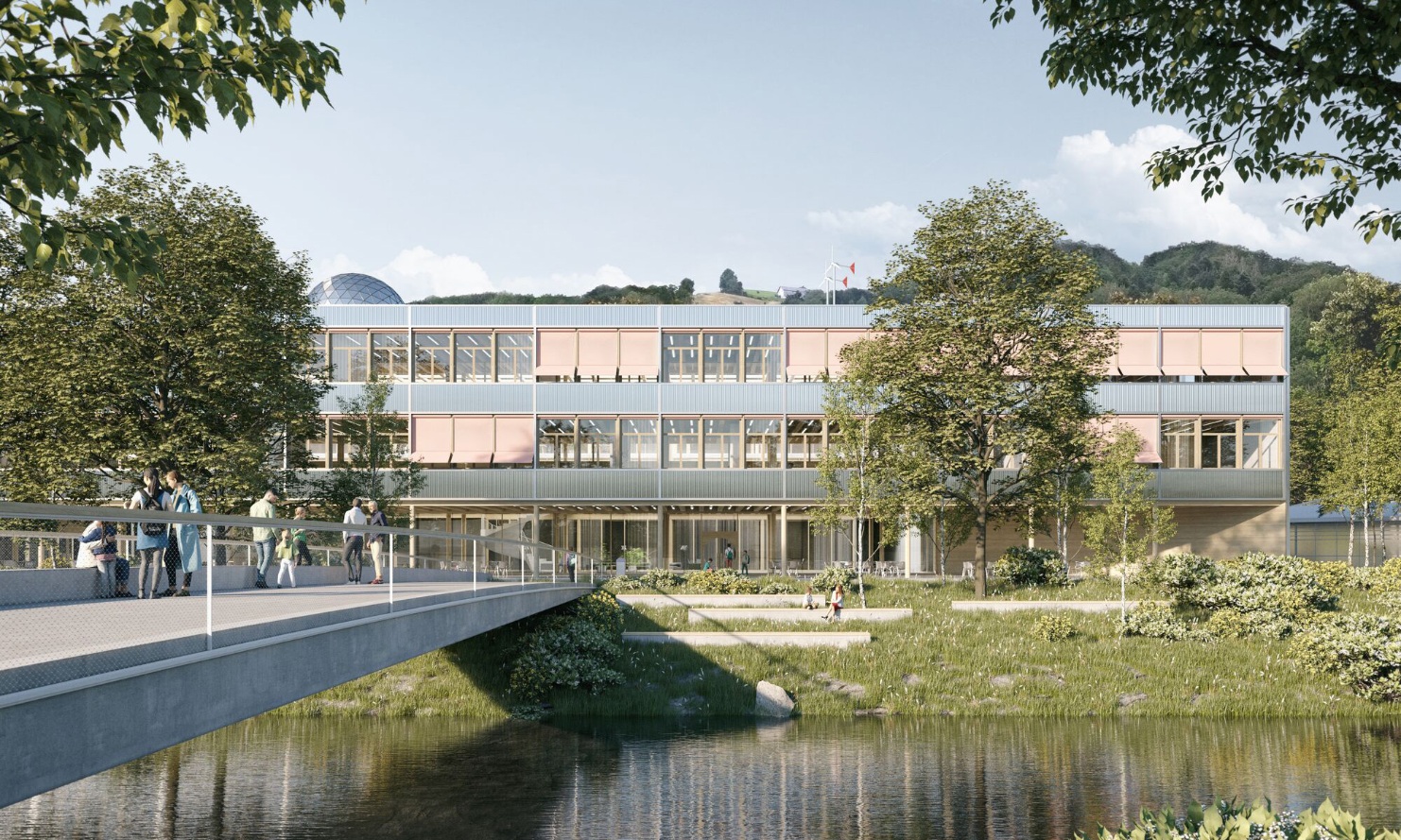 Visualisierung des Campus Wattwil von aussen.