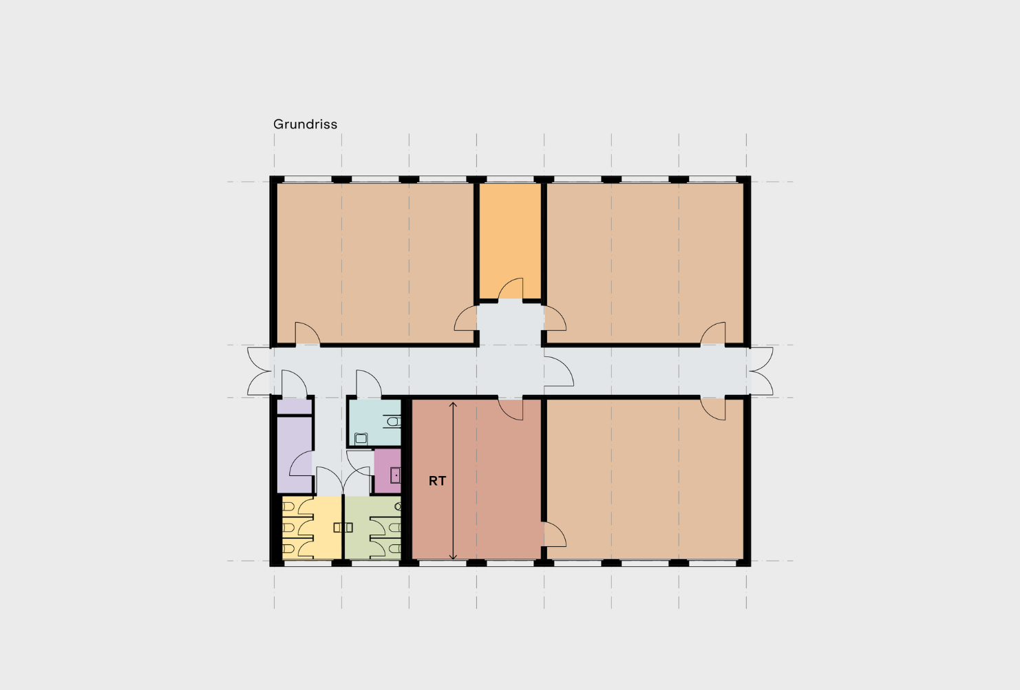 Grundriss Basismodell klein mit funktionalen Räumen in Holzmodulbauweise