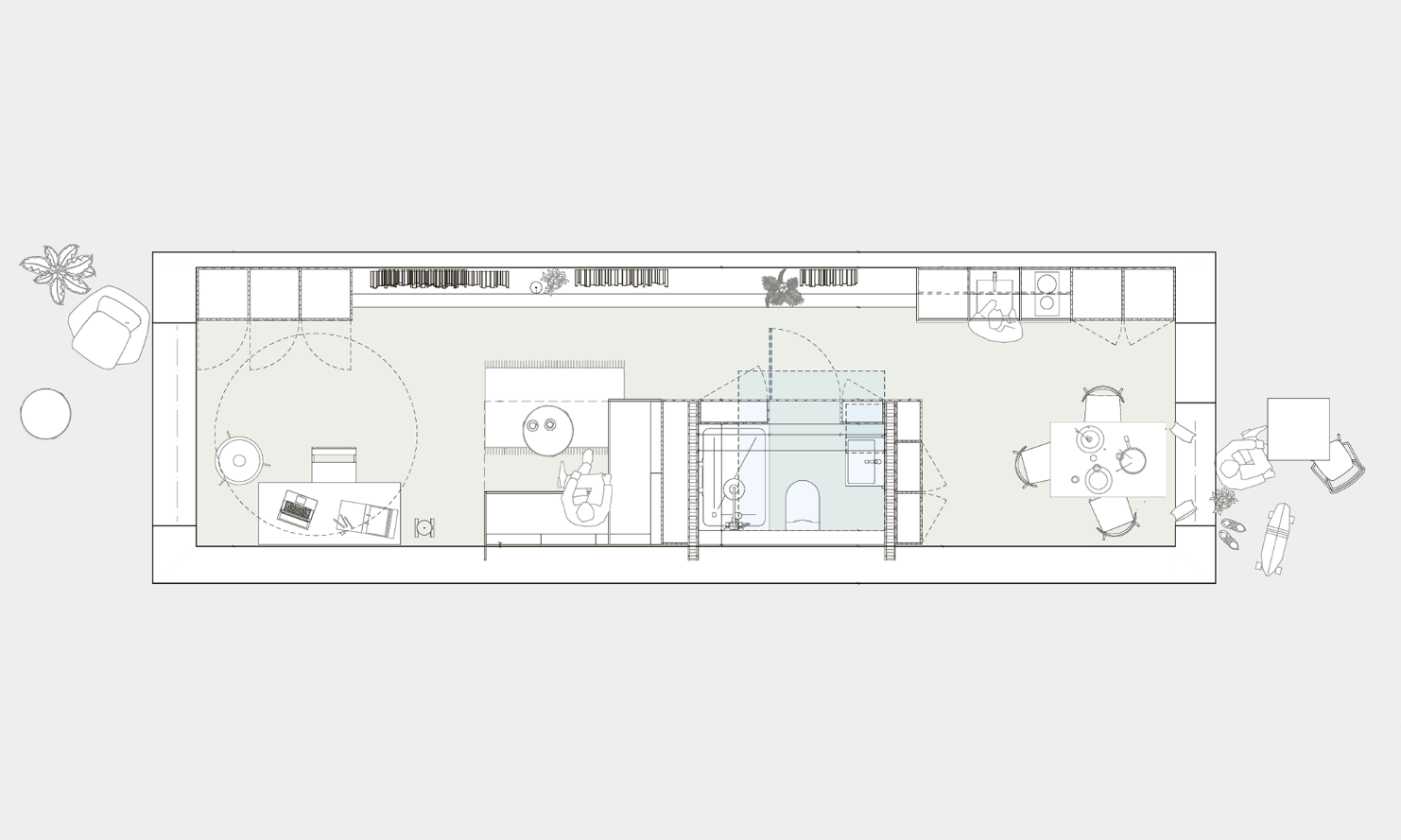 Répartition claire des espaces d’habitation au sein du module en bois