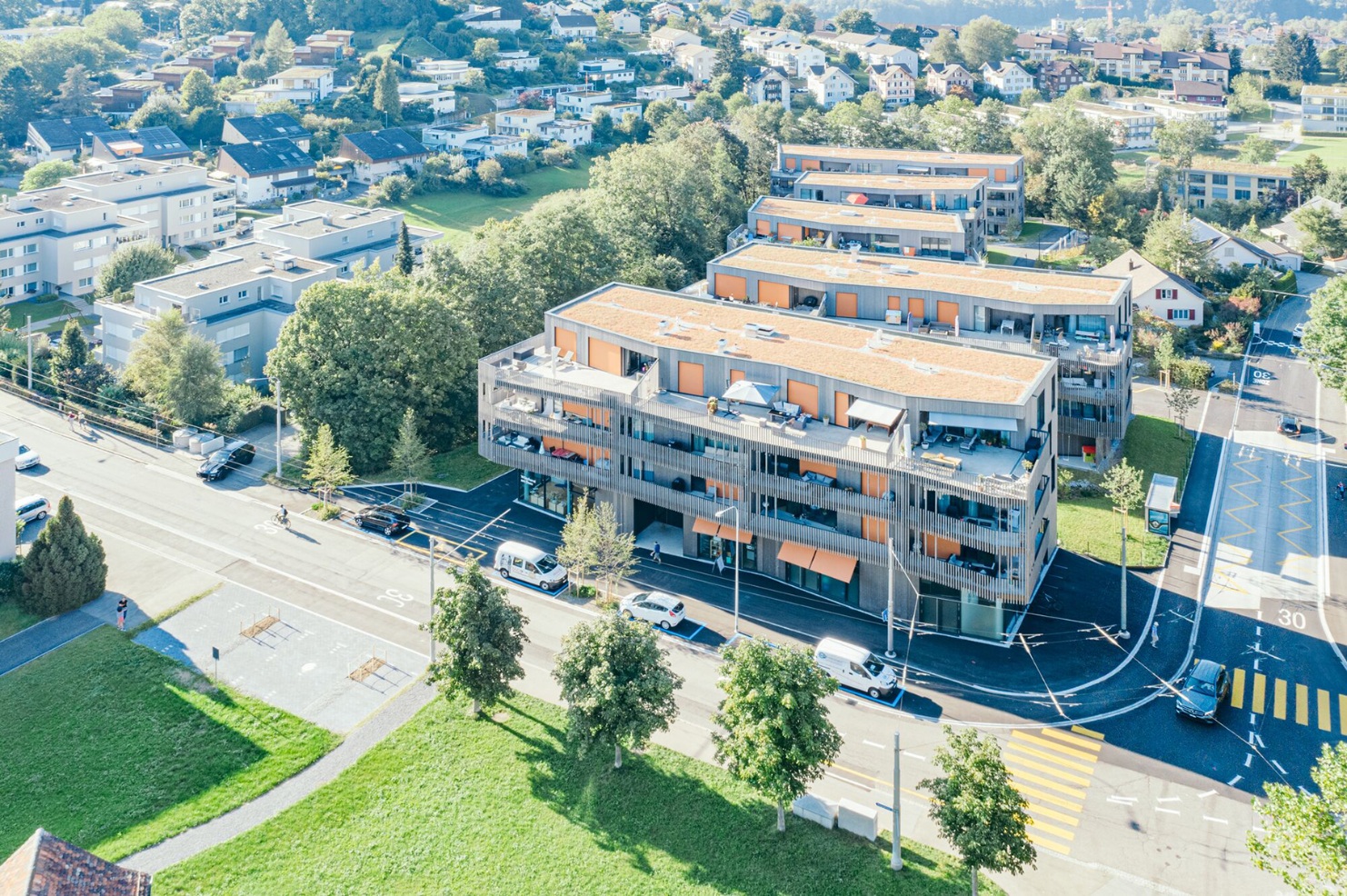 Aufnahme des Schlösslipark mit einer Drohne