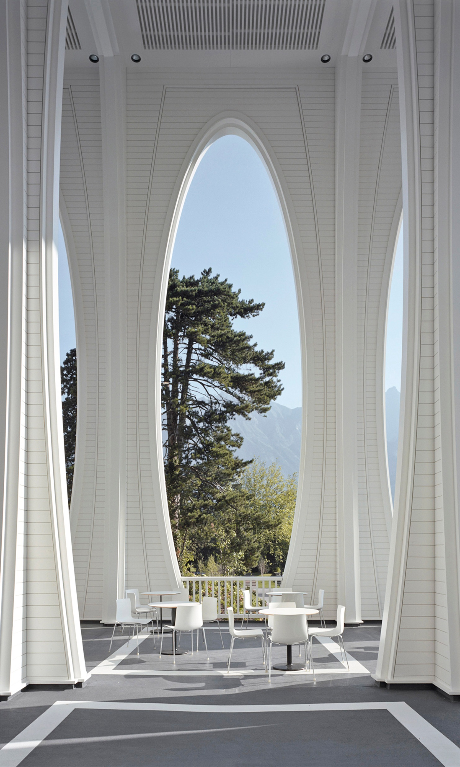 Covered portico of the Tamina Therme in the outside area