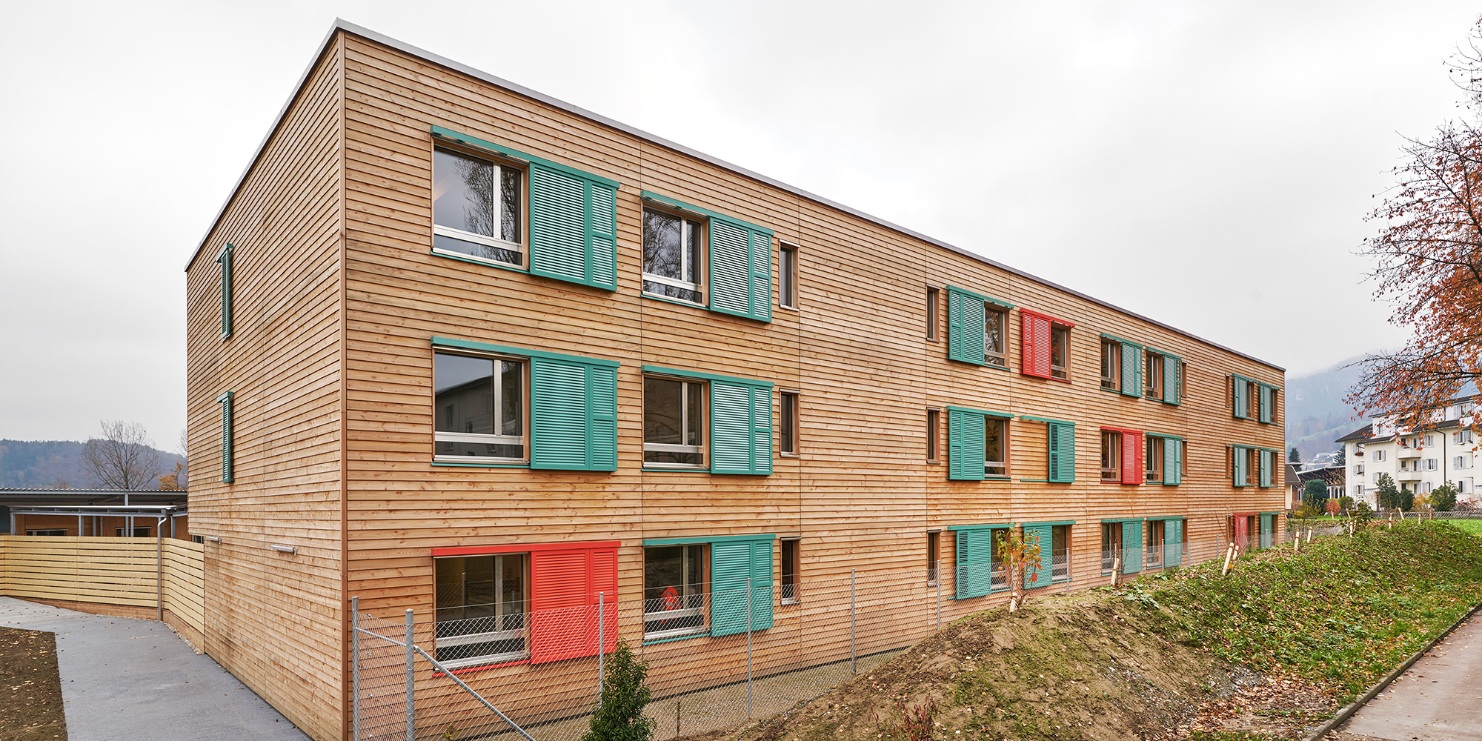 Modular timber construction asylum centre Grosshof Kriens