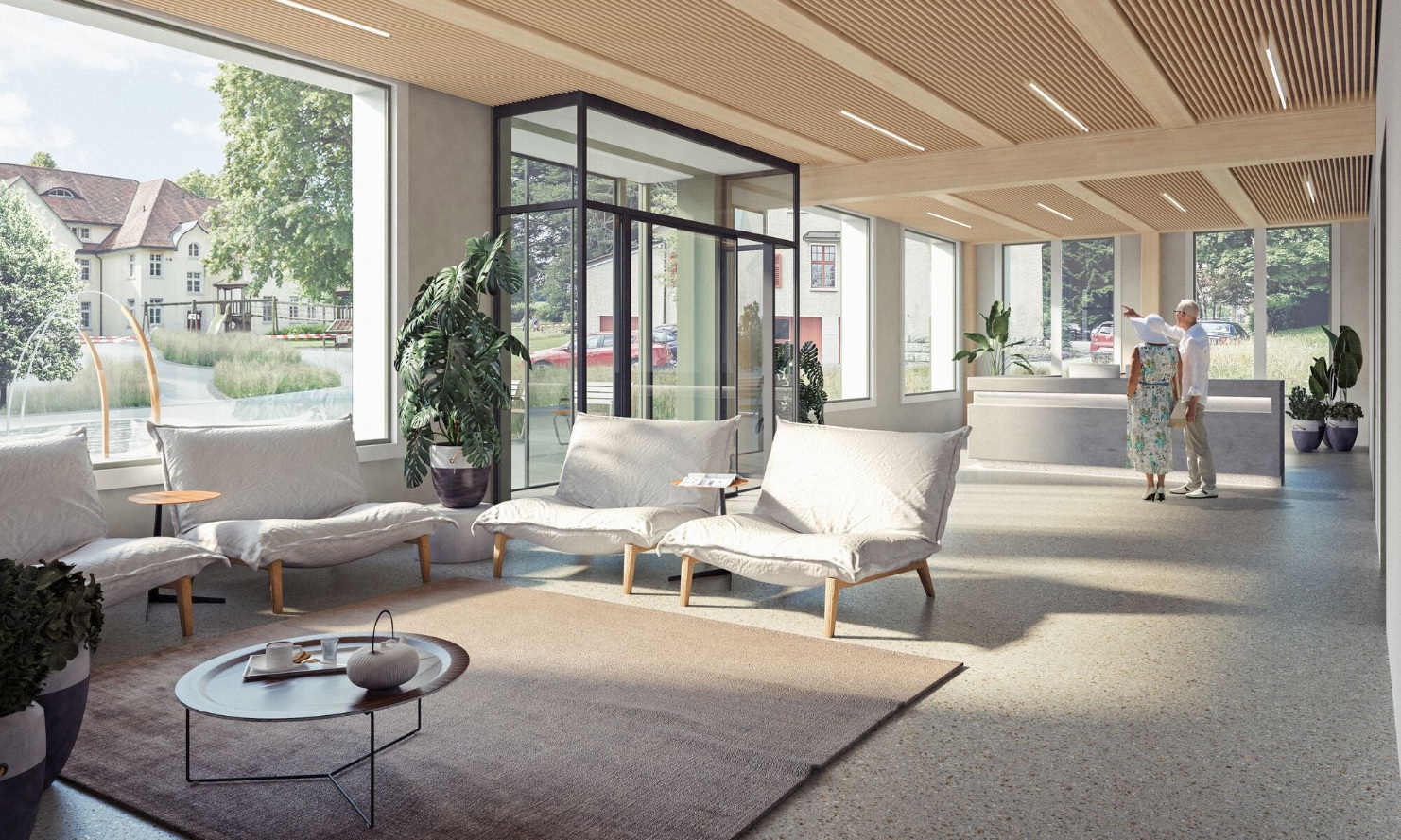 Rendering of the entrance area in the BTZ Herisau<br/><br/>