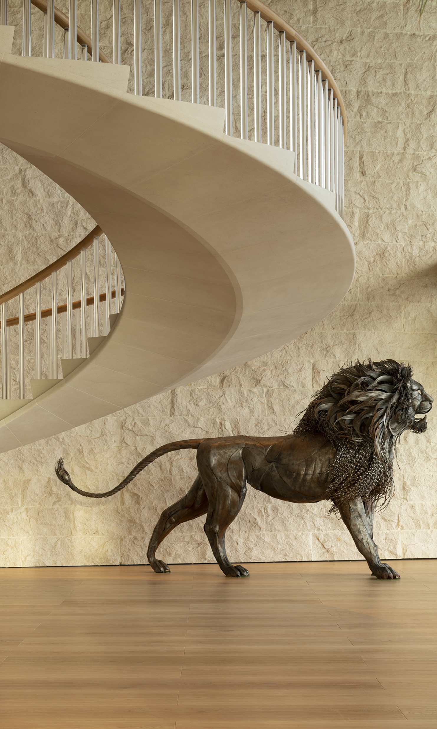 Photograph of the wooden staircase in the holiday villa in Bodrum