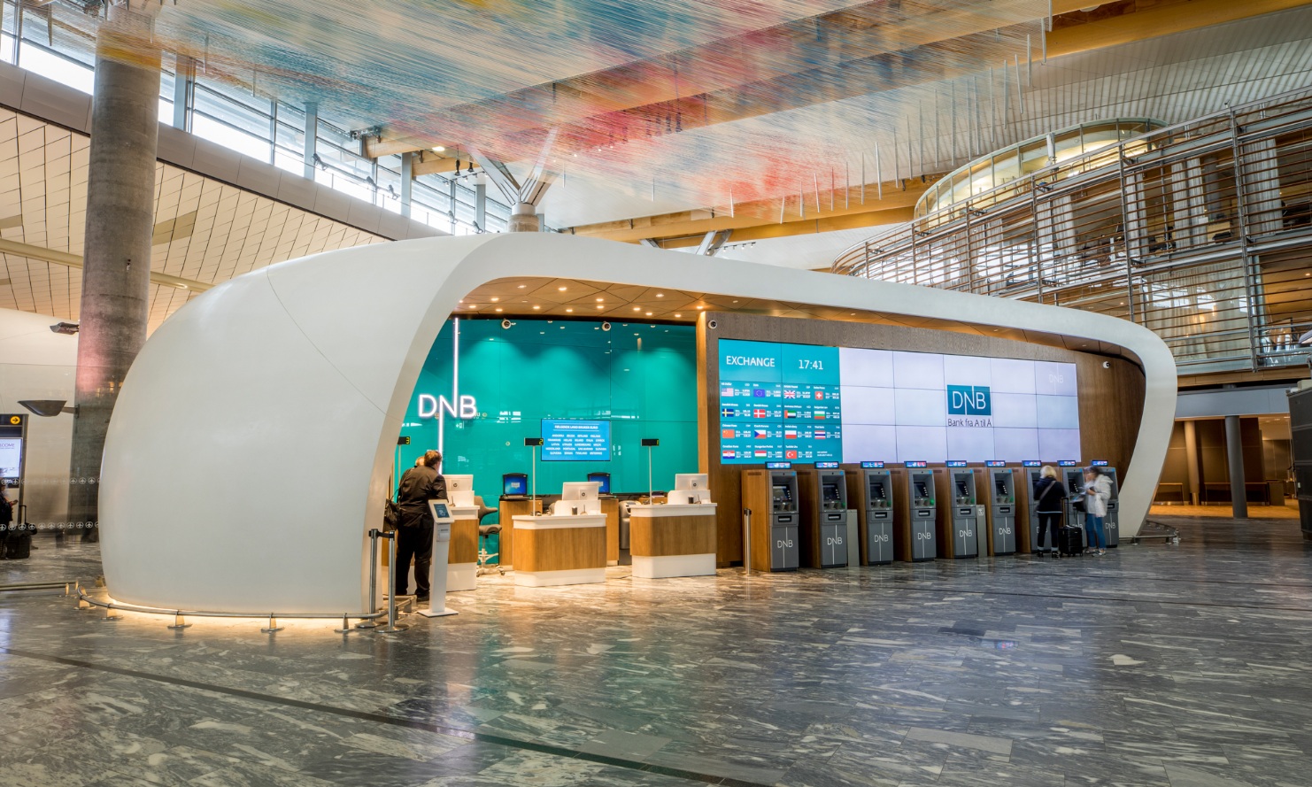 Bank counter in the pavilion at the airport in Oslo