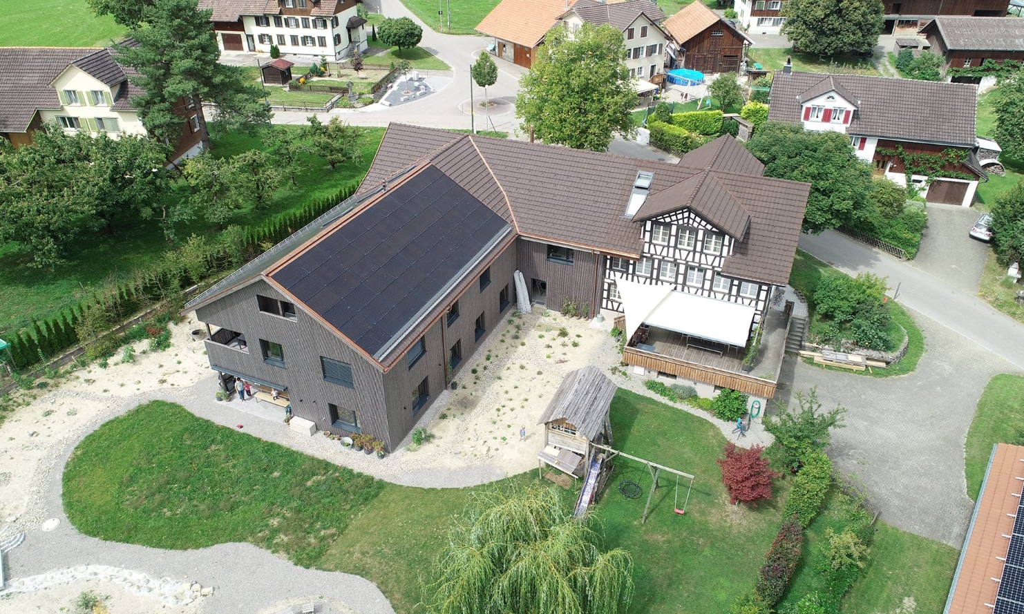 Aerial view of the Quellenhof apartment building