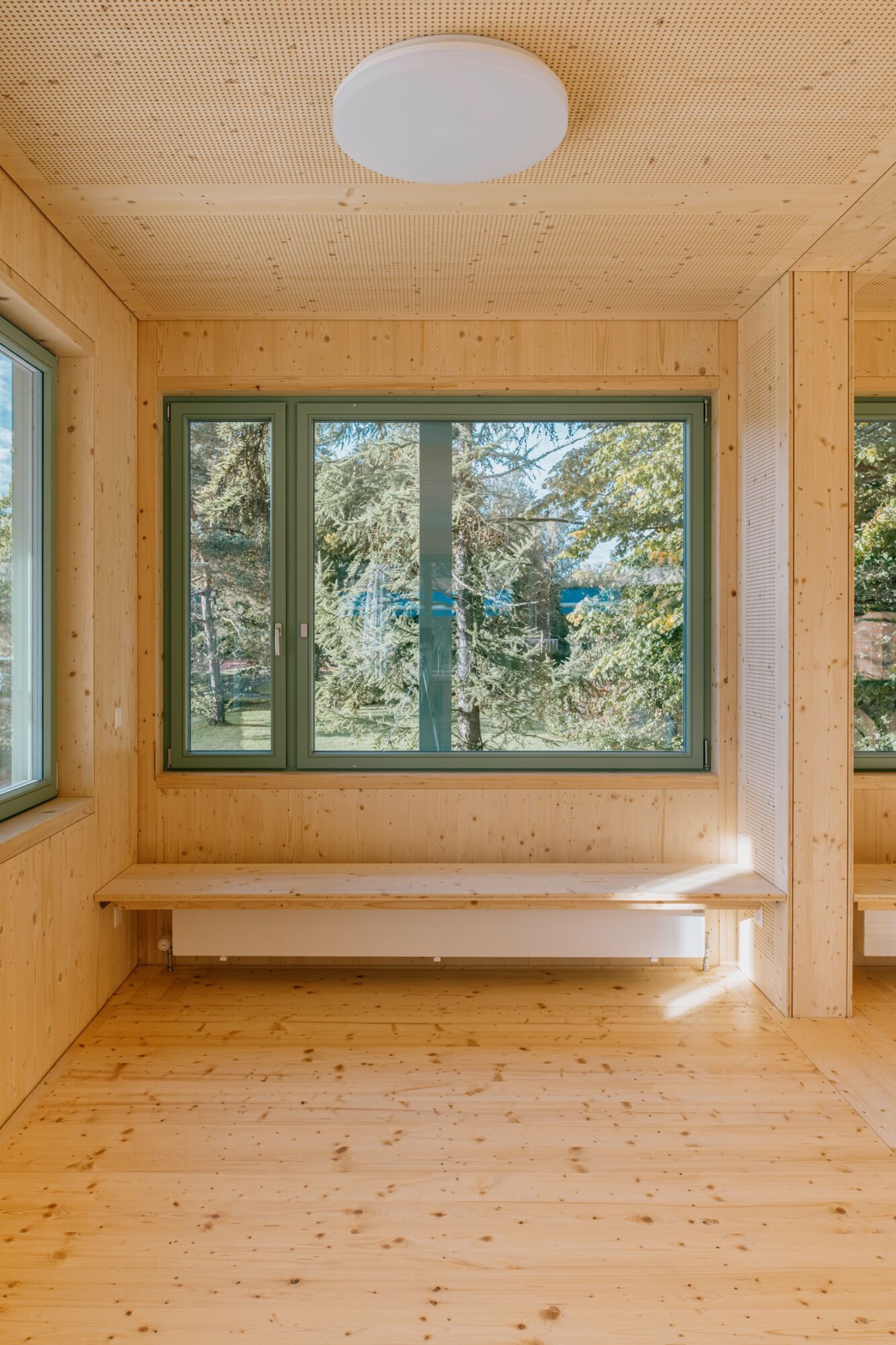 Bench inside the Sportfeld pavilion