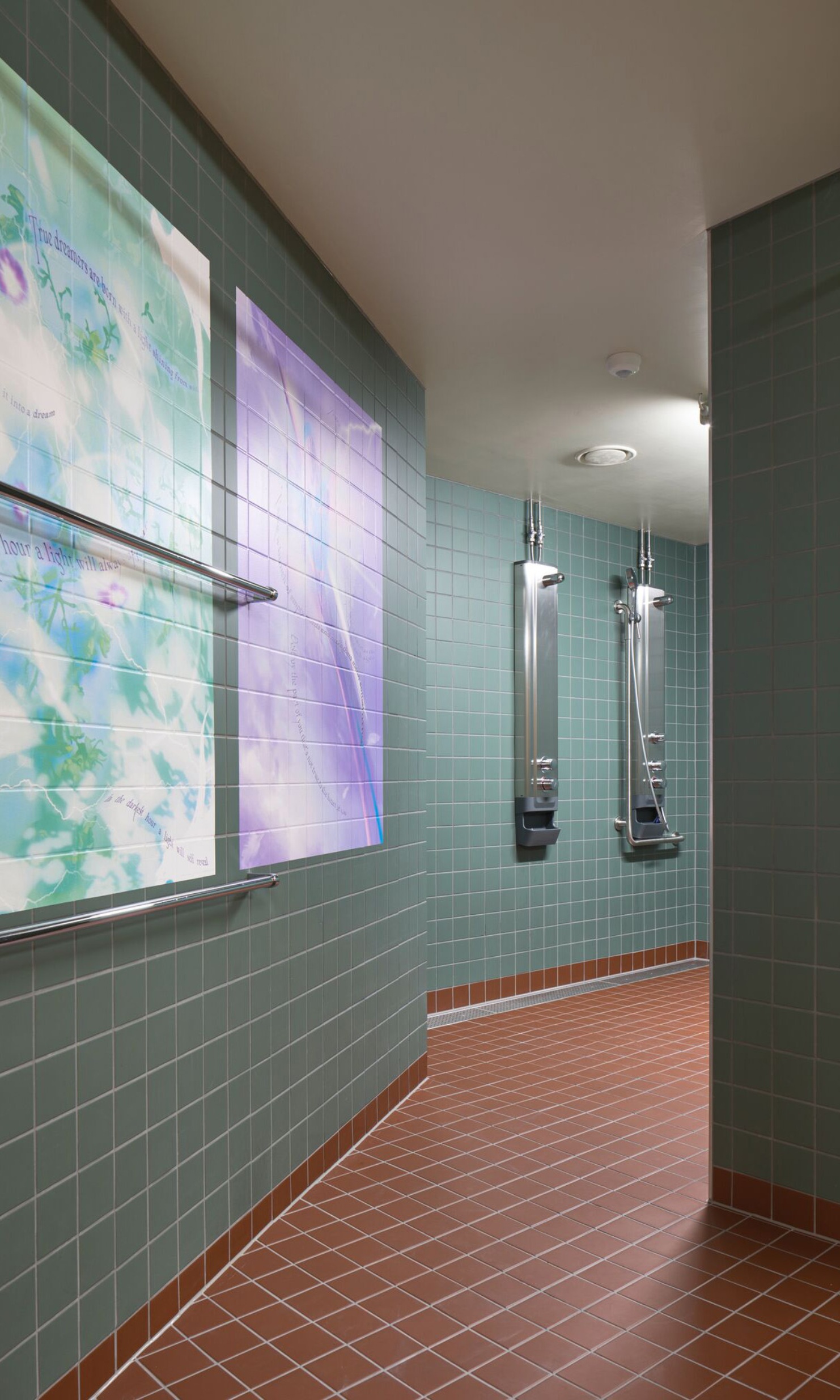 WC/shower/changing room area made of wood of the temporary gymnasium <br/>