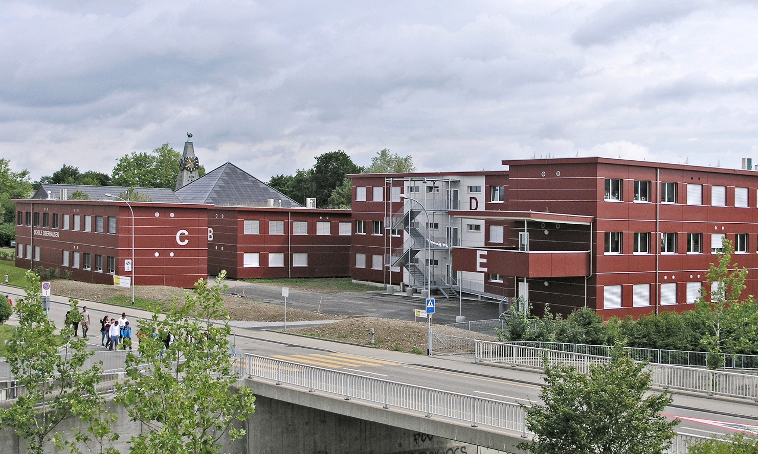 View of several modular constructions with varying heights.