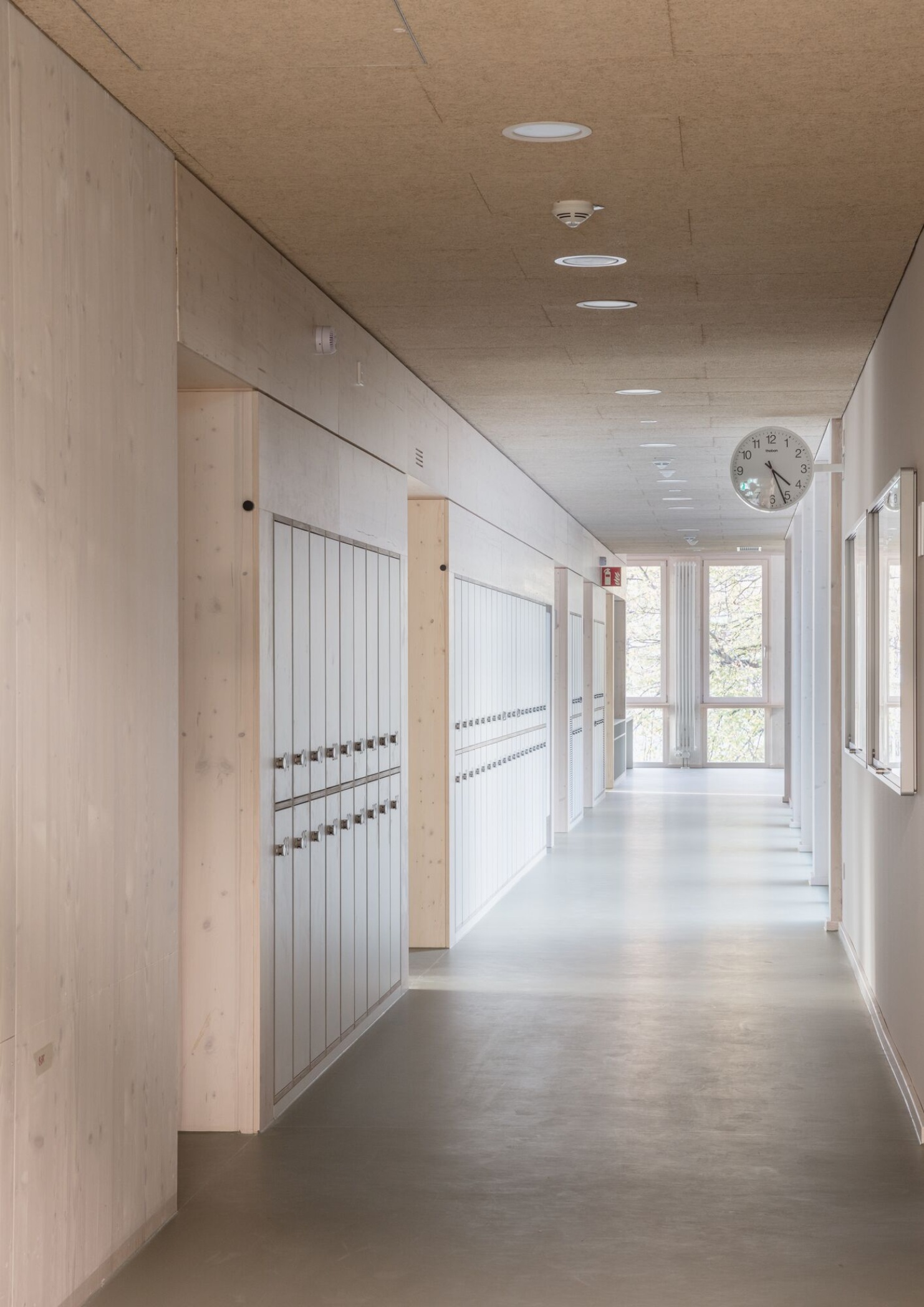Aisle in the school in wooden construction in Dresden