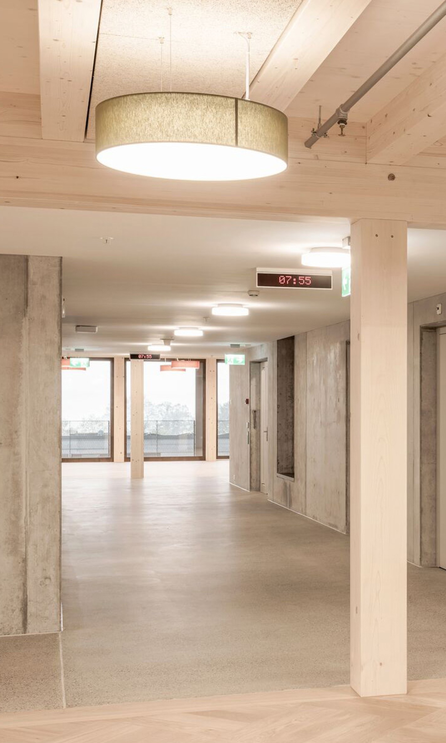 View into the corridor of the new hospital in Münsterlingen
