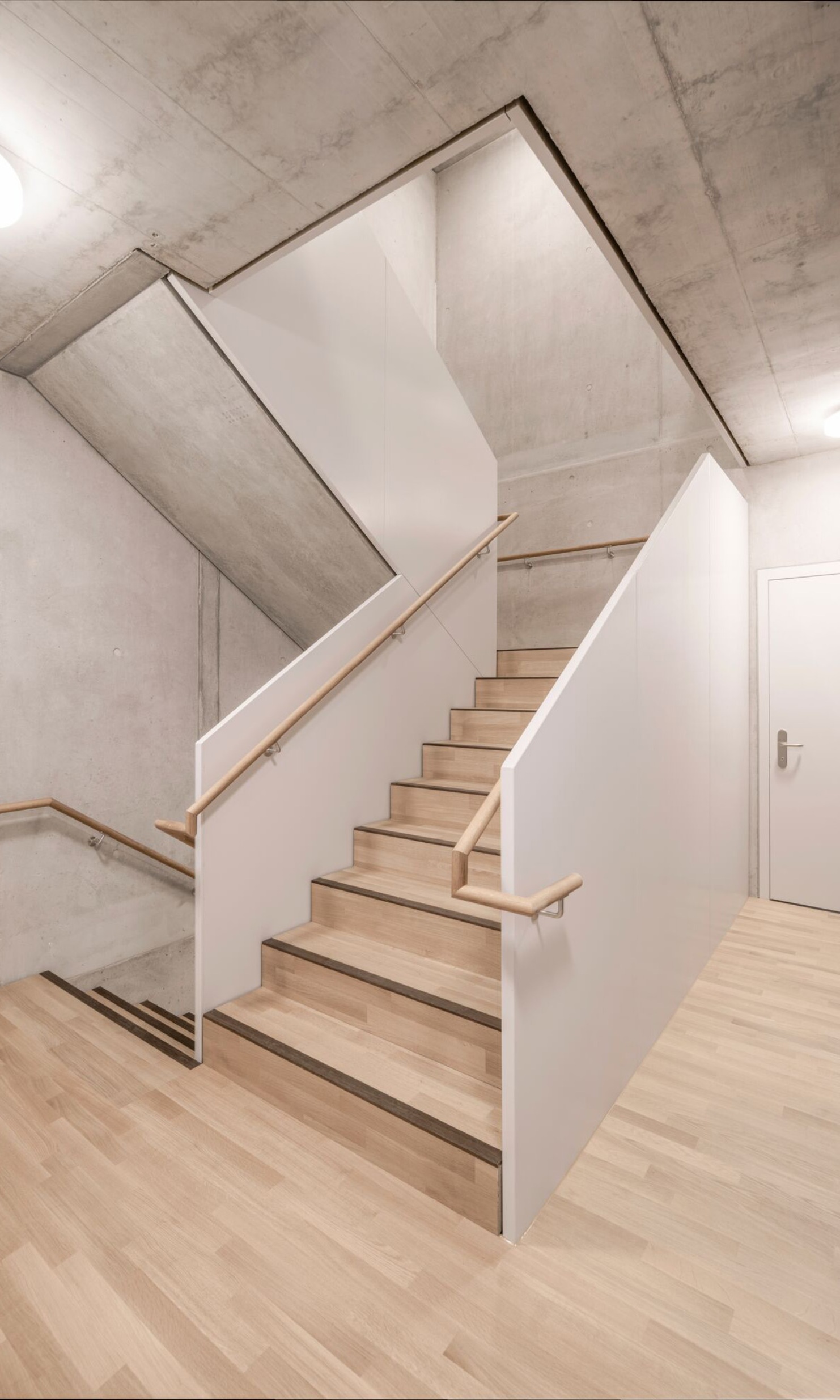 View of the staircase in the three-storey Münsterlingen hospital