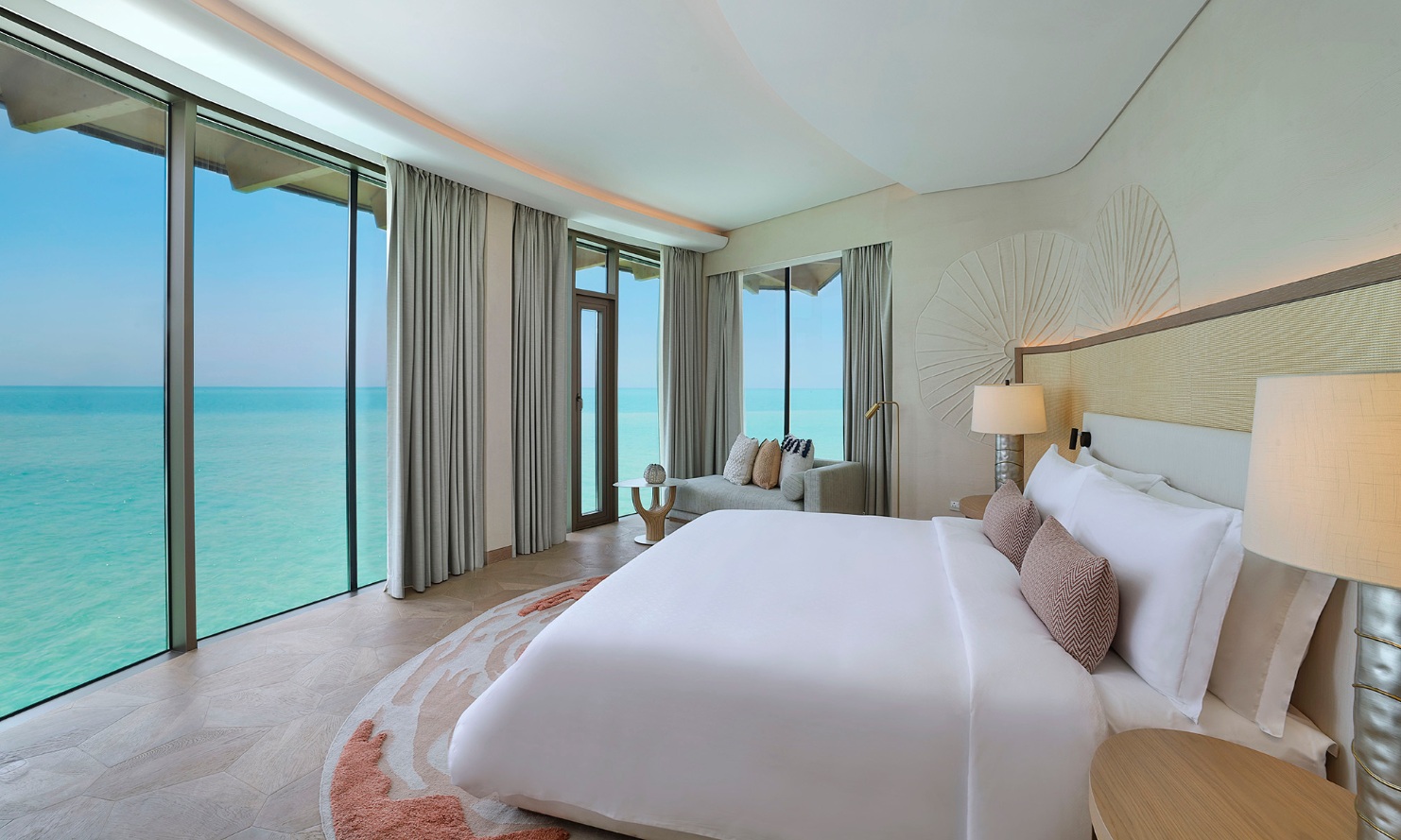 View into one of the water villas of the St. Regis Red Sea Resort hotel