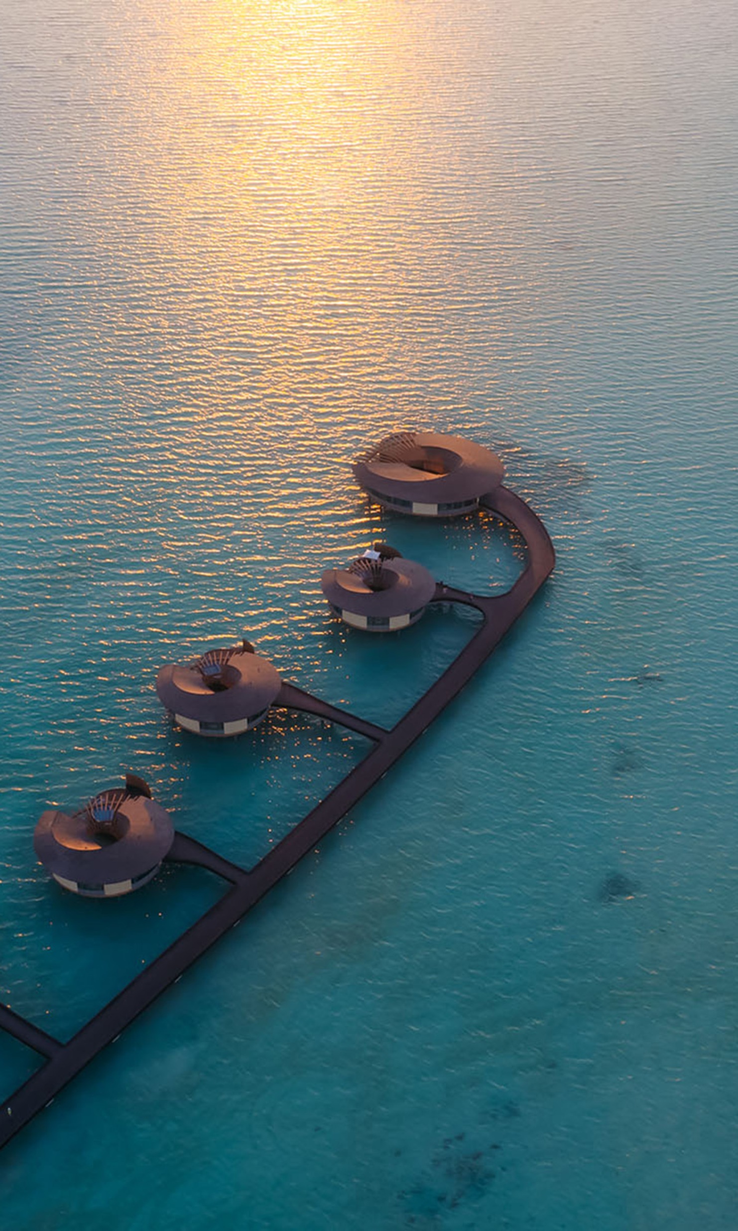 Water villas at the new luxury tourism destination "The Red Sea" 