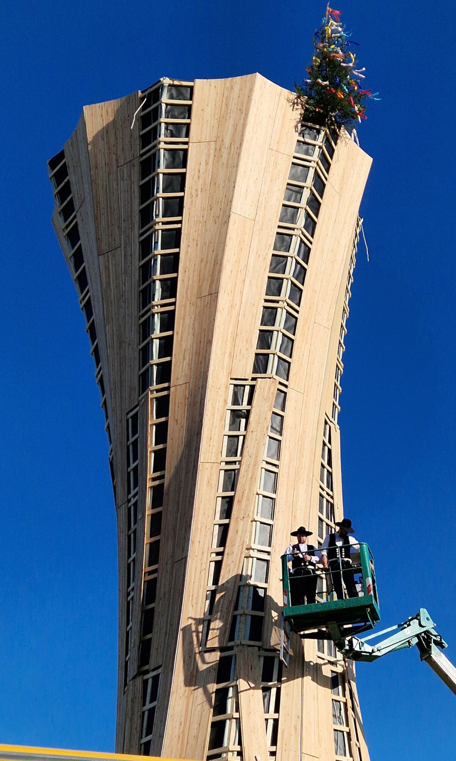 Topping out ceremony following completion of the viewing tower for the Wangen National Horticultural Show in Allgäu 2024<br/><br/>