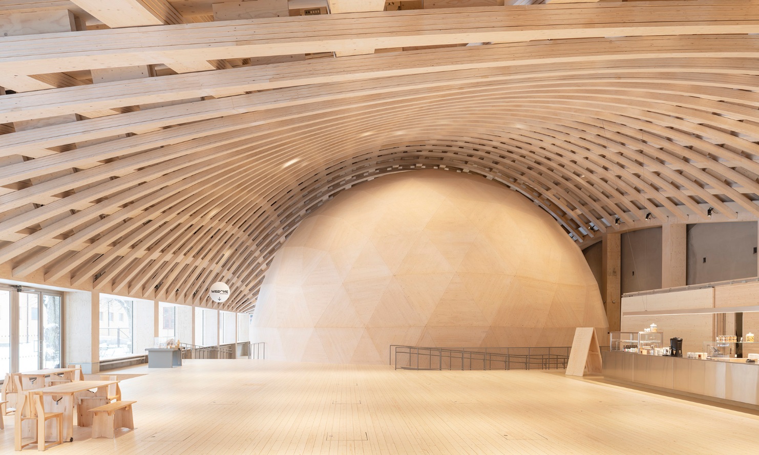 Interior view with domed building Wisdome Stockholm