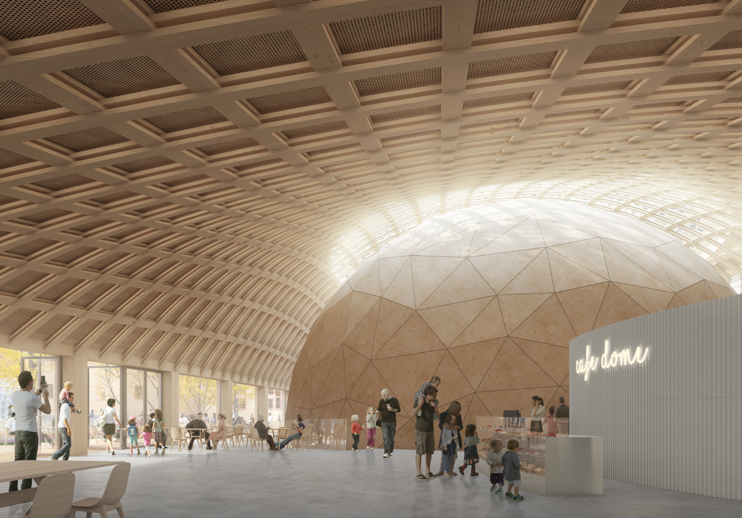 Visualisierung der Innenansicht mit Kuppelbau Wisdome Stockholm
