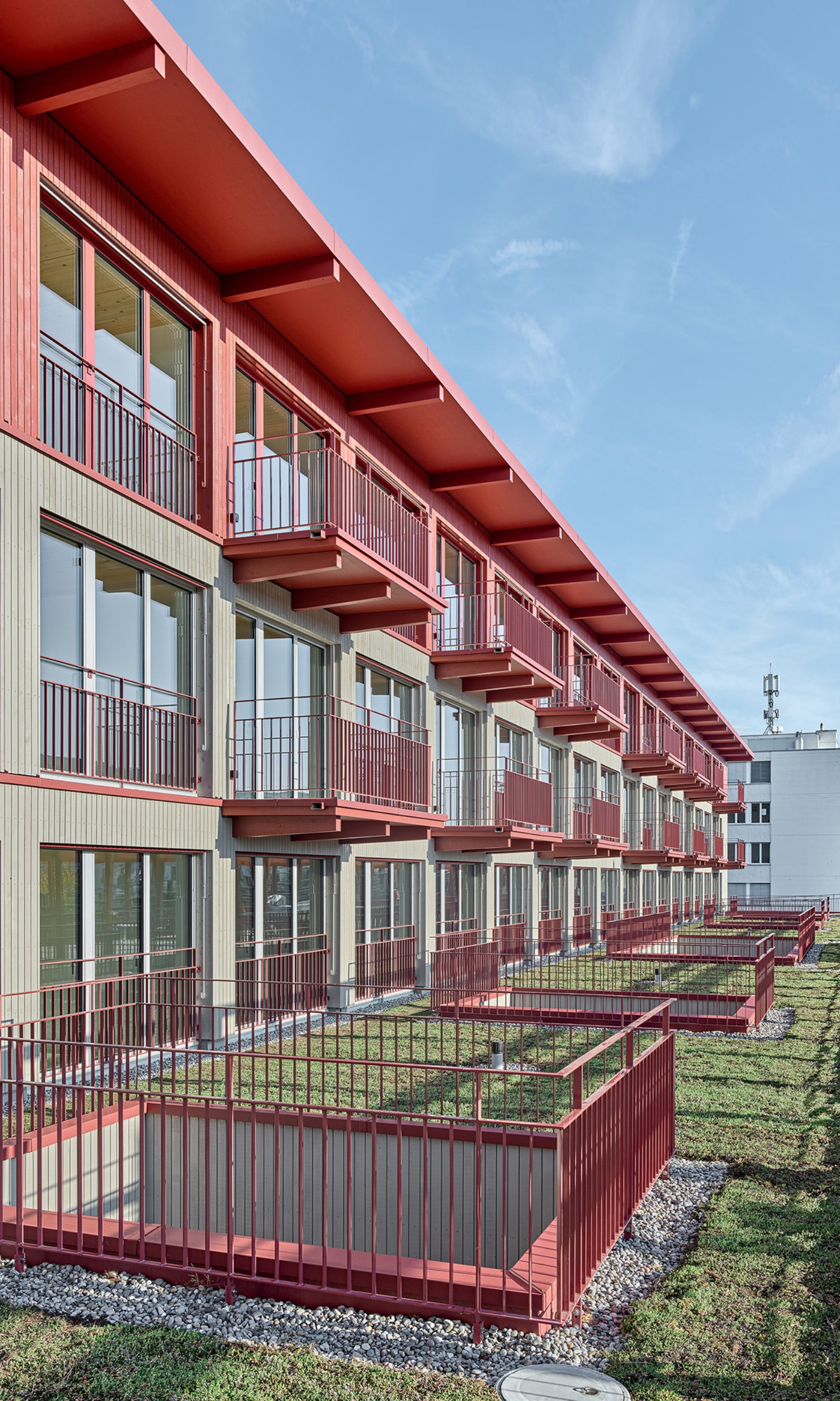 Exterior view of the new "Baggiwood" office and residential building in Wallisellen