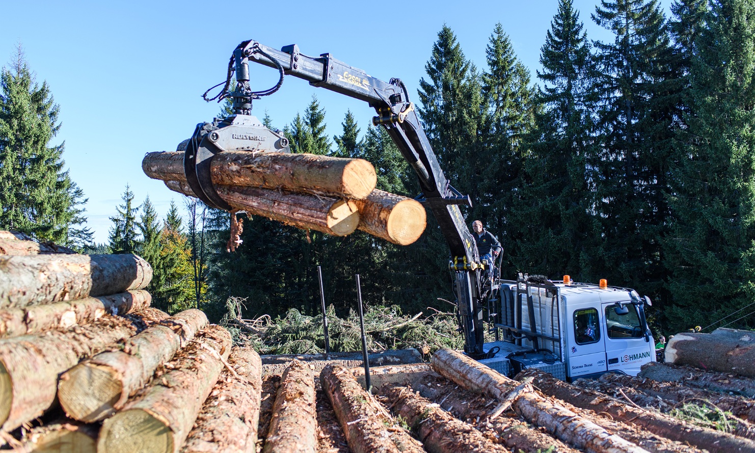 Loading logs onto a truck