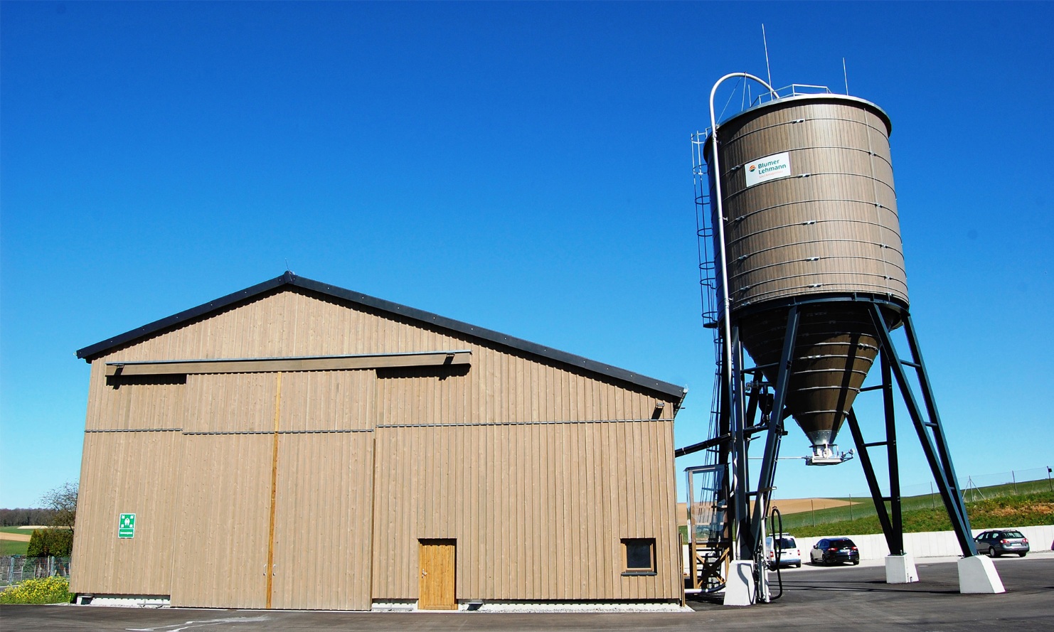 Complete facility consisting of salt storage hall and 200 m3 wood silo in Bad Rappenau, Germany