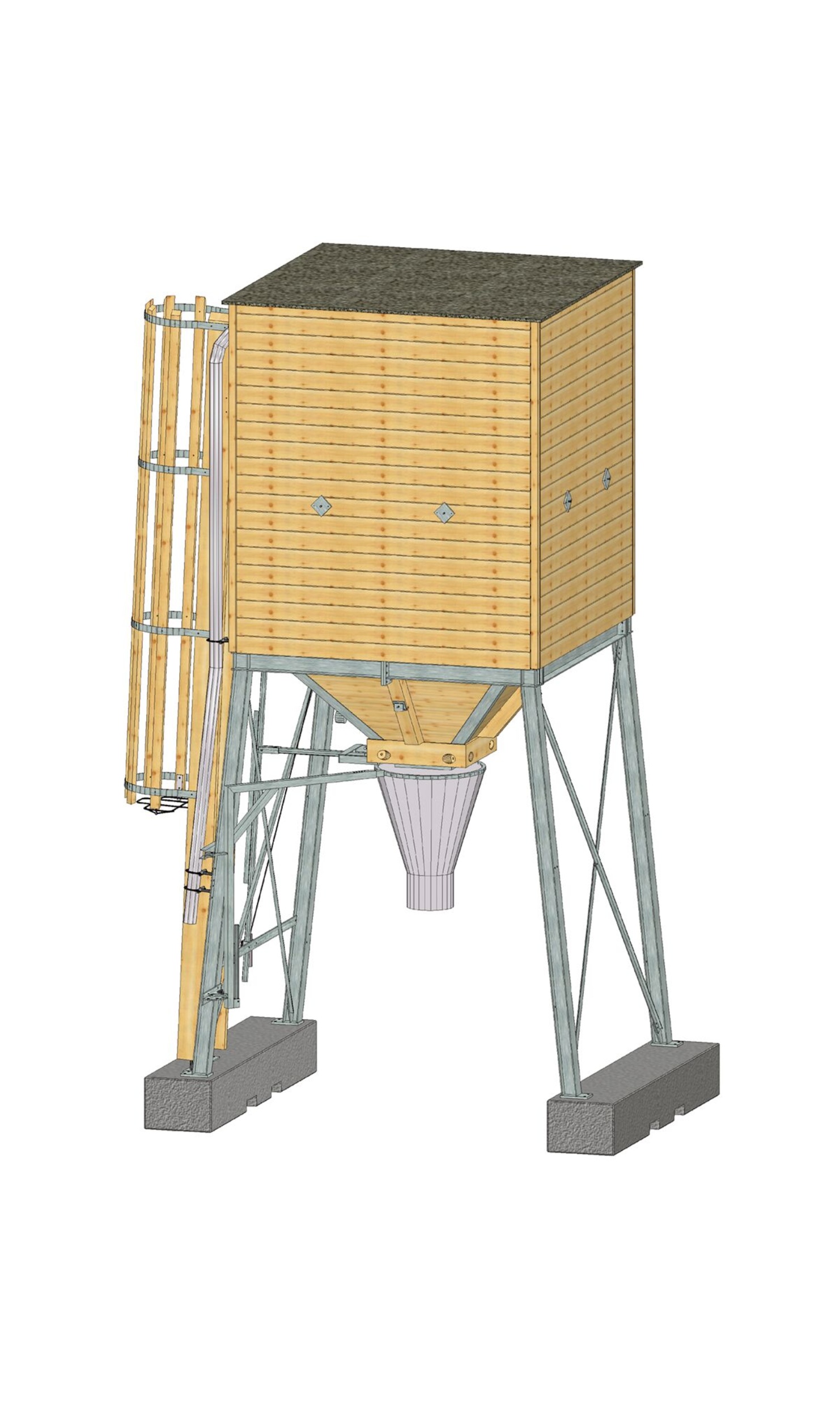 Kleinsilo mit Füllrohr aus Holz von Blumer Lehmann