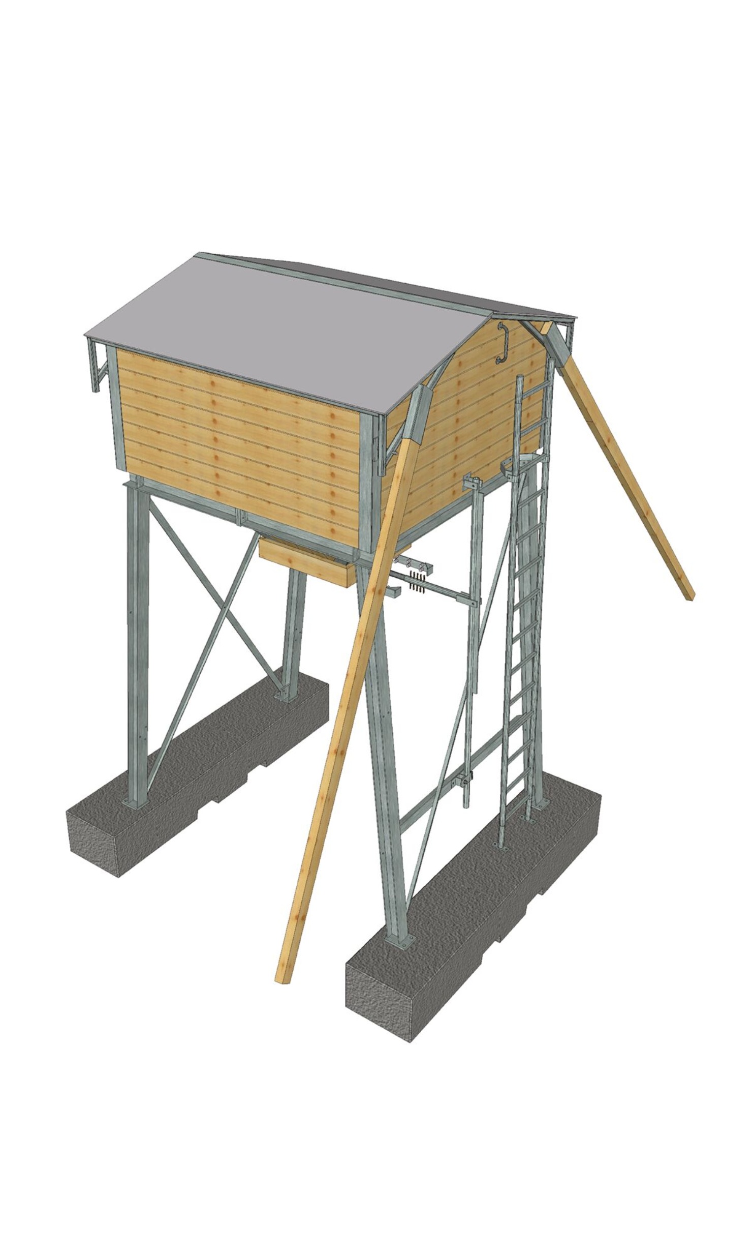 Small silo with folding roof made of wood by Blumer Lehmann