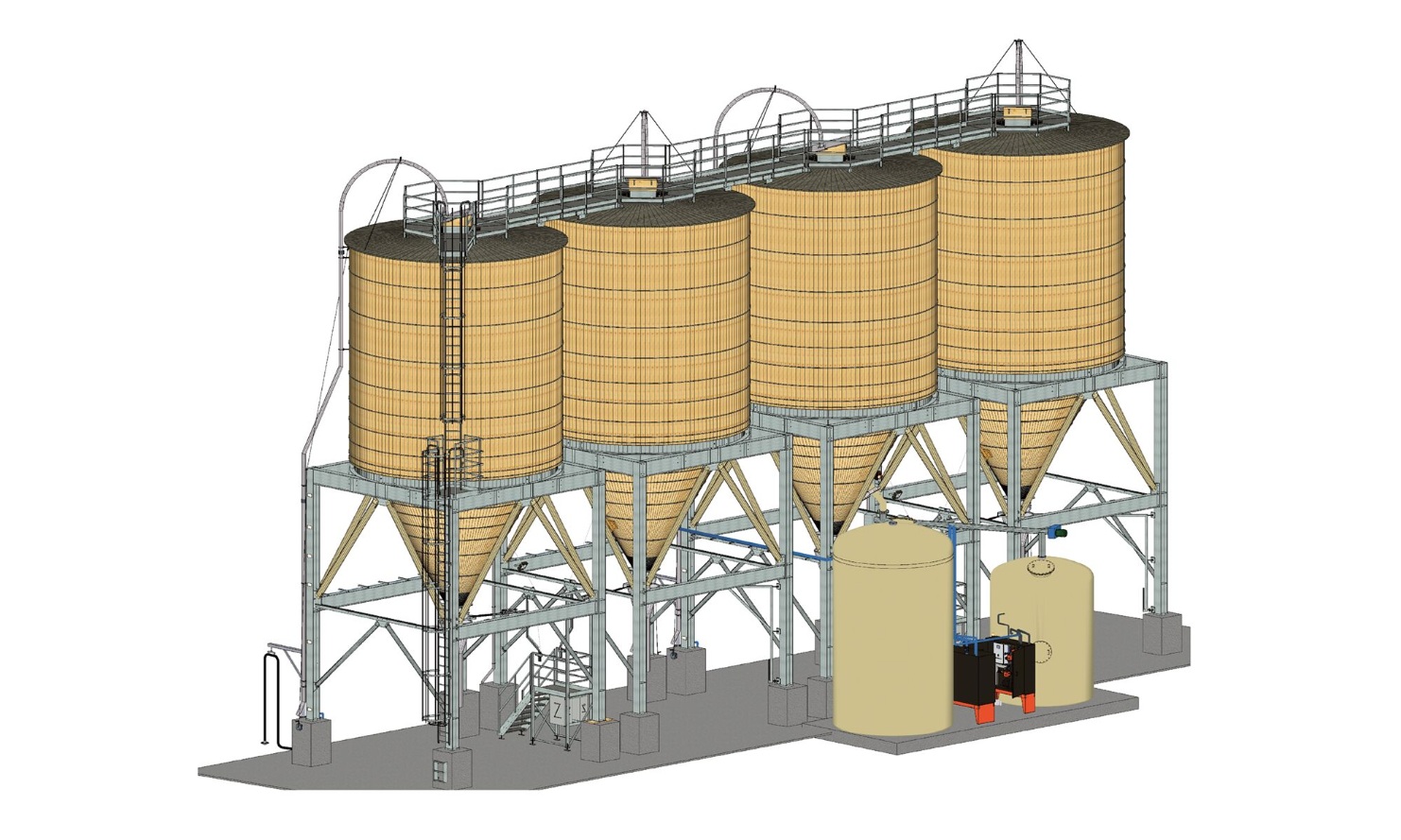 Grands silos pour le stockage du sel de Blumer Lehmann