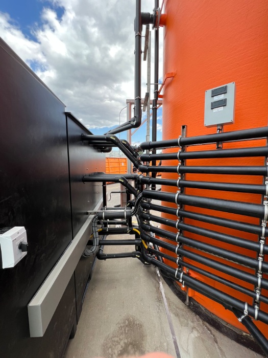 Rohrleitungsführung der Soletechnik am Rundsilo Ludwigsburg