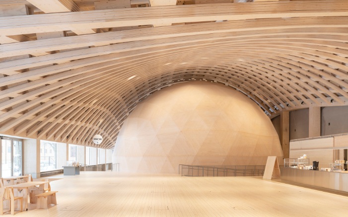 Interior view with domed building Wisdome Stockholm