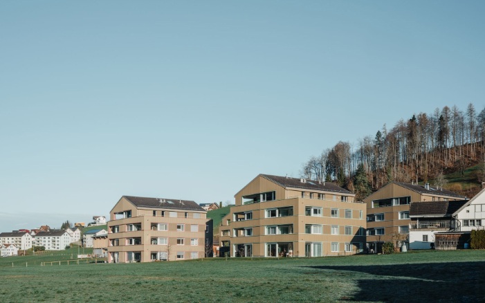 Gesamtansicht der Wohnüberbauung Nöggel in Bühler AR