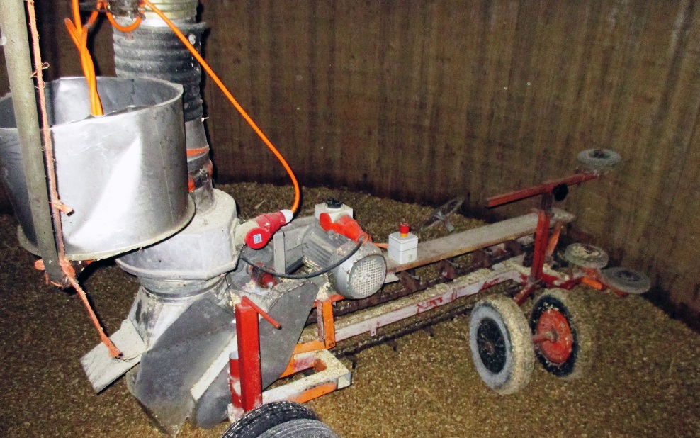 Inside of a timber storage silo for maize