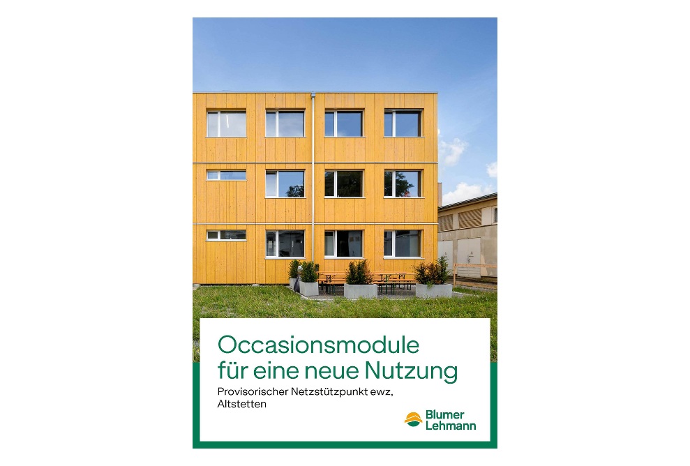 Cover page of the brochure for second-hand modules ewz Altstetten in German