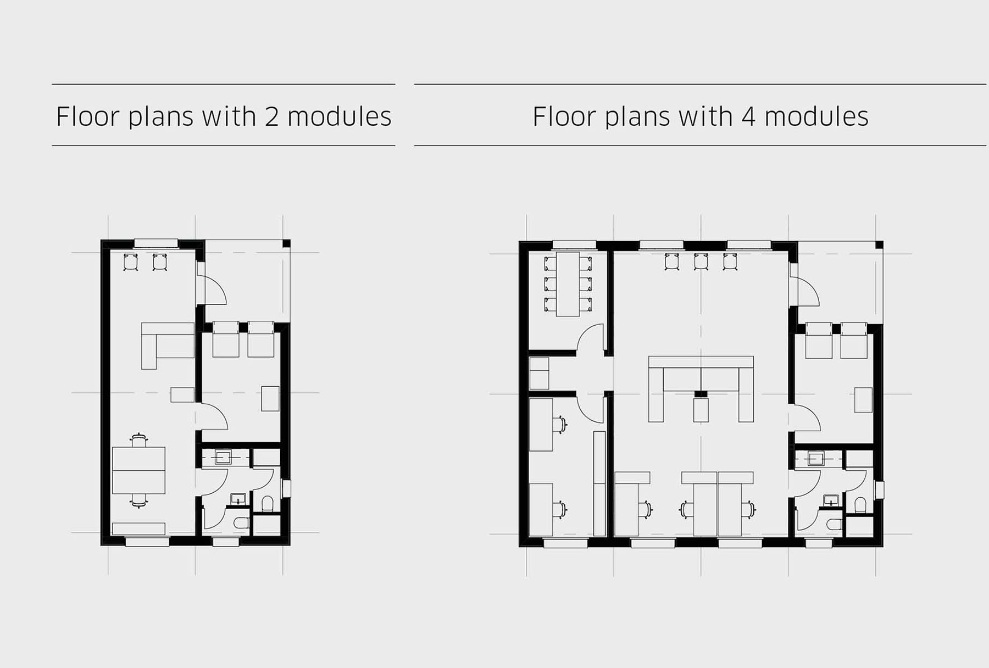 Wooden modular pavilion in various standard sizes and layouts