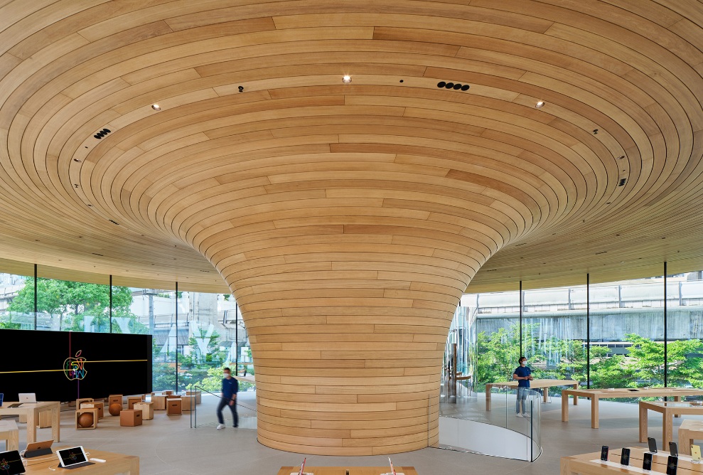 Oak cladding Apple Store Bangkok