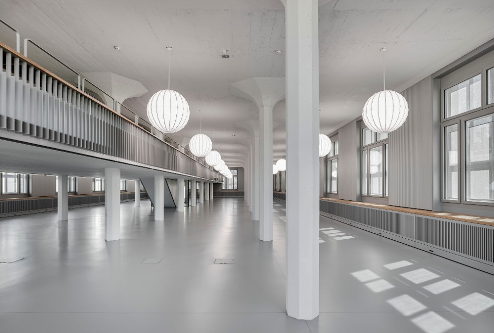 View of the empty hall with the new office space for Givaudan, which was previously the Maggi soup factory